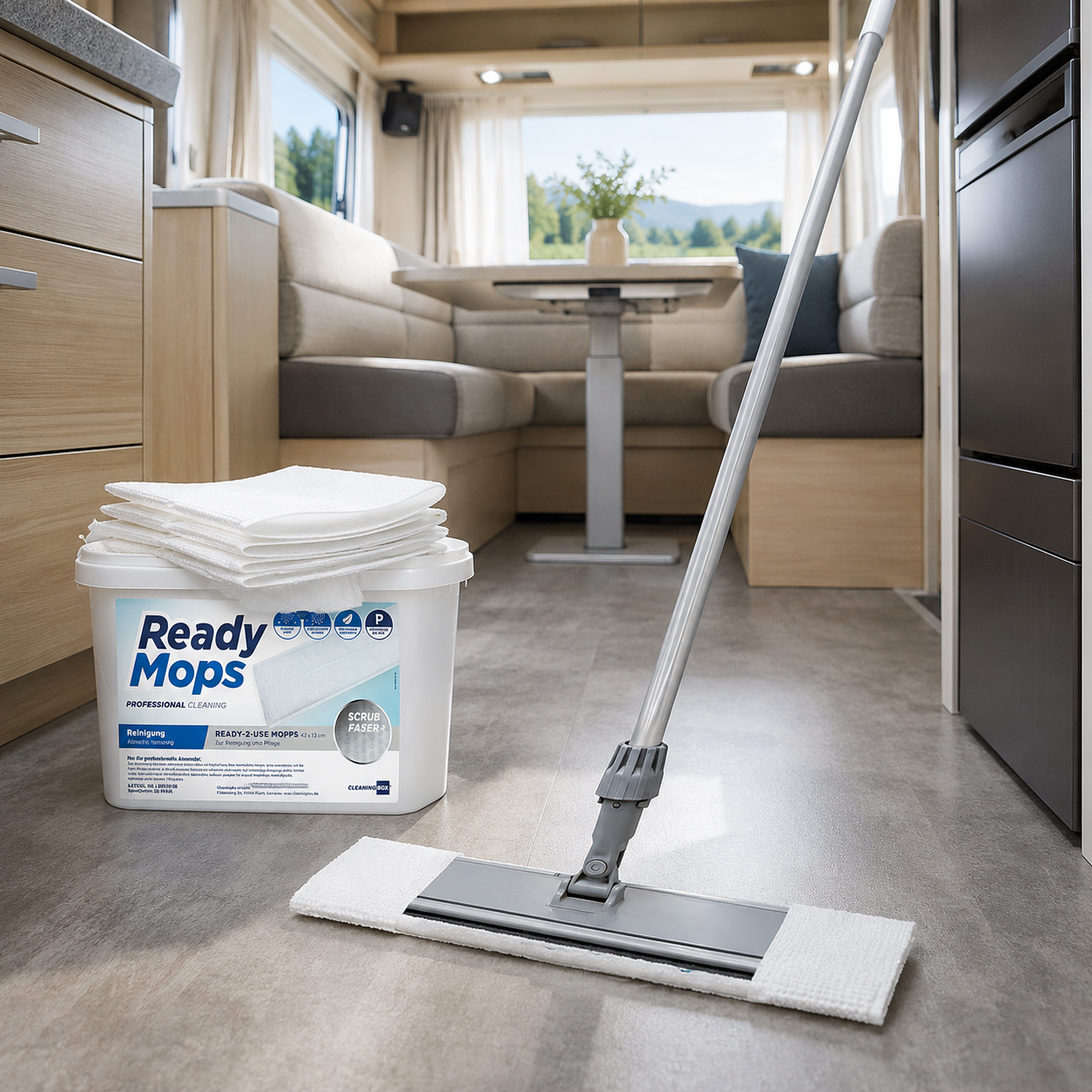 ReadyMops P im Einsatz im Wohnmobil – feuchte Einweg-Bodenreinigung für Caravan & Camping